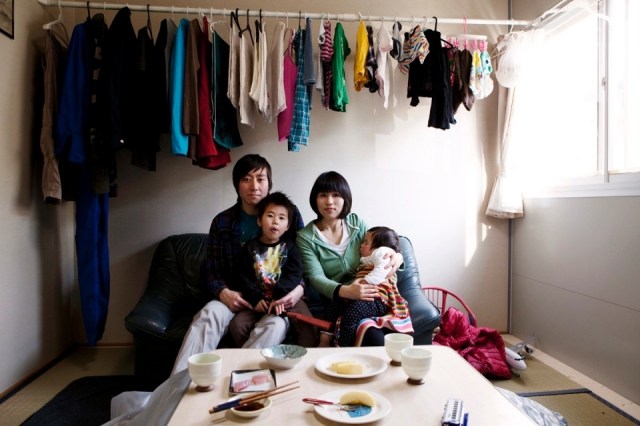 Tohoku The Asanuma family were driven by the tsunami from their family home in Ishinomaki, Miyagi, and have taken refuge in a temporary residence.
