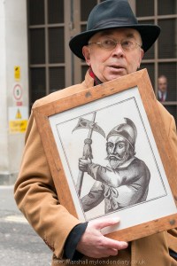 Ian Bone displays the portrait of Thomas Venner