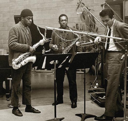 QArchie Sepp, Trane & Bob Thiele at the recording of 'A Love Supreme'.